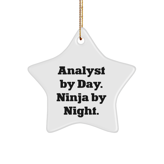 Gifts from Coworkers to Analysts - Analyst By Day. Ninja By Night. Star Ornament, Fun Christmas Unique Gift - Image 1
