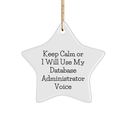 Keep Calm Or I Will Use My Database Administrator Voice, Funny Star Ornament Gifts from Friends for Men, Women, Family, Coworkers, Perfect for Christmas Unique Gifts - Image 1