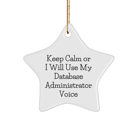 Keep Calm Or I Will Use My Database Administrator Voice, Funny Star Ornament Gifts from Friends for Men, Women, Family, Coworkers, Perfect for Christmas Unique Gifts - Image 1