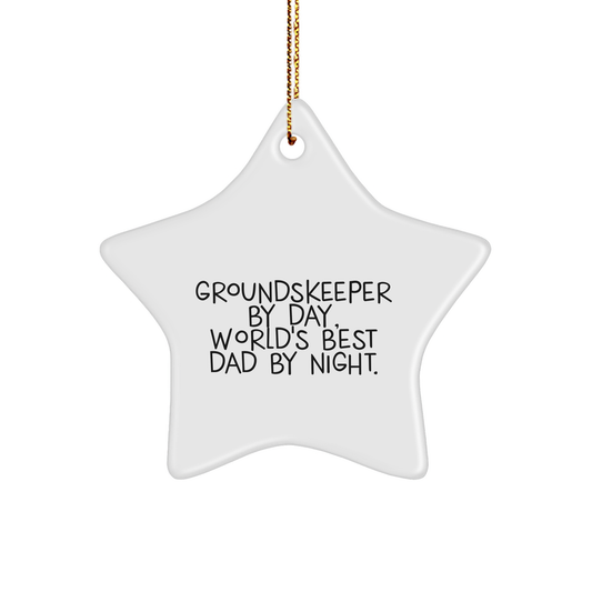 Funny groundskeeper Gifts for Dad - groundskeeper By Day, World's Best Dad By Night Star Ornament, Unique Christmas Unique Gifts for groundskeepers, Gifts from Family - Image 1