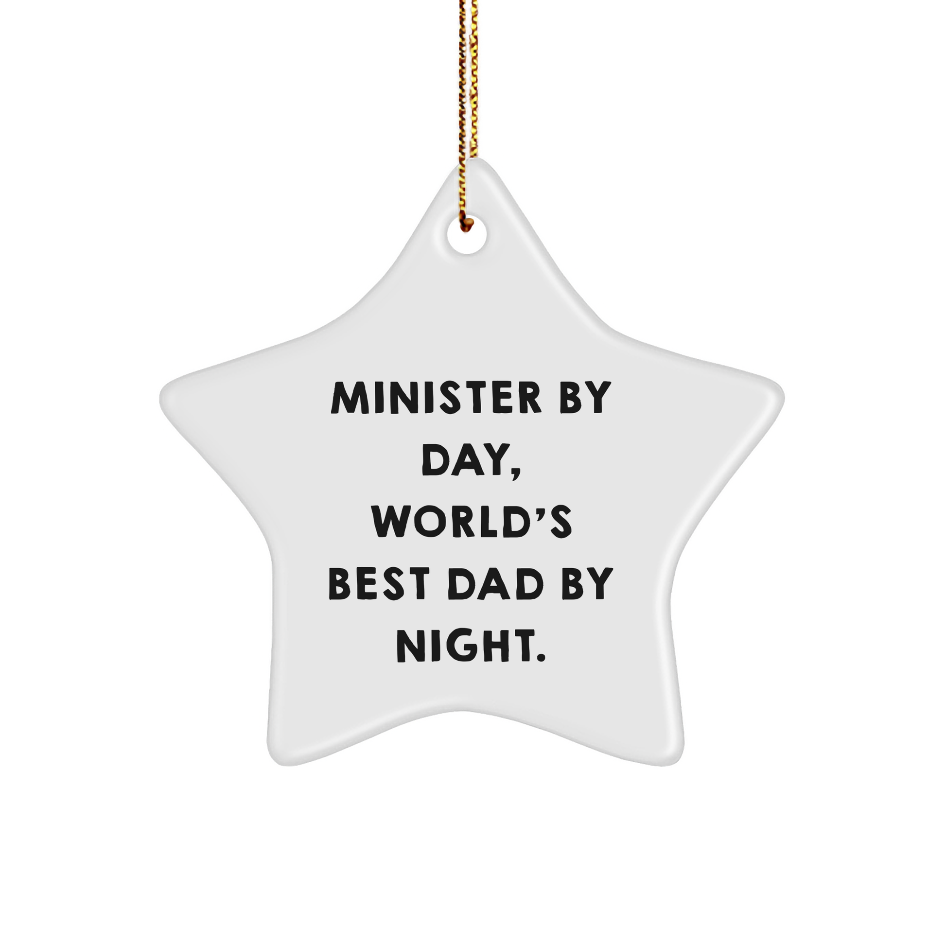 Minister Gifts for Men, Christmas Star Ornament, Funny Quote 'Minister By Day, World's Best Dad By Night.' Gifts from Men to Friends, Family, Coworkers - Image 1