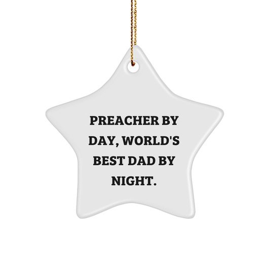 Preacher Star Ornament Gifts from Friends to Preacher By Day, World's Best Dad By Night, Christmas Star Shaped Decorations - Image 1