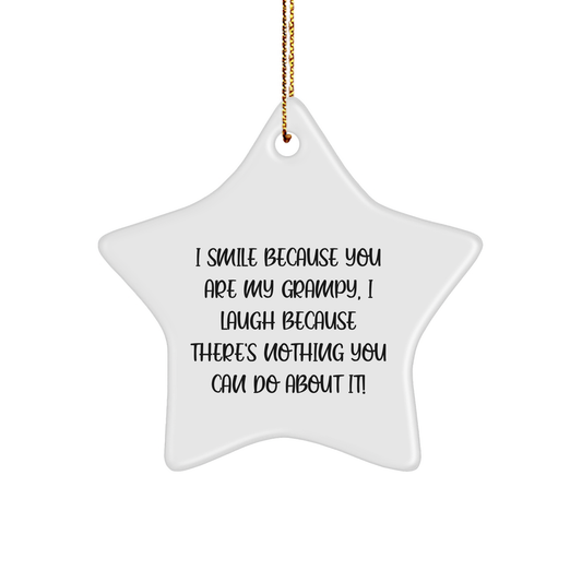 Funny Grampy Gifts, I Smile Because You Are My Grampy, Star Ornament for Christmas - Image 1