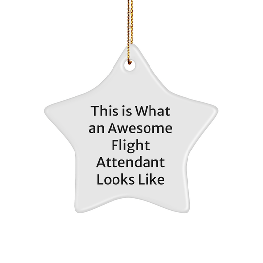Flight Attendant Gifts from Friends, Star Ornament Funny Quote Christmas Decorations, This Is What An Awesome Flight Attendant Looks Like Inspirational Motivational - Image 1