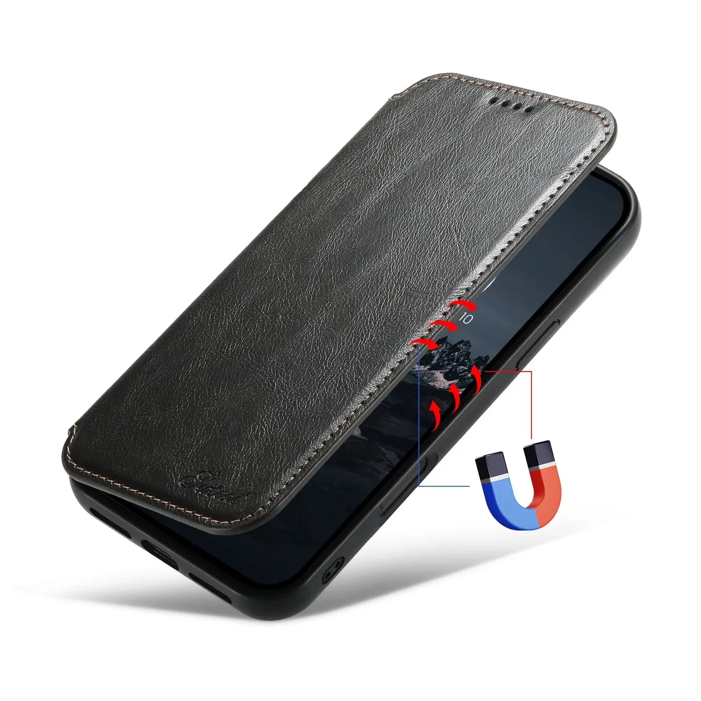 SUTENI Wireless Charging PU Leather Card Holder Stand Wallet Magnet Flip Cover Phone Case For iPhone 16 Pro Max 15 Plus 14 13 12 Cheeky Fantail Finds