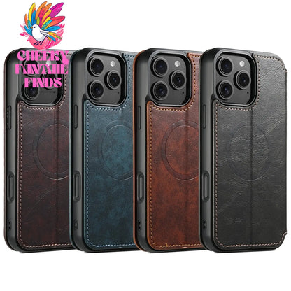 SUTENI Wireless Charging PU Leather Card Holder Stand Wallet Magnet Flip Cover Phone Case For iPhone 16 Pro Max 15 Plus 14 13 12 Cheeky Fantail Finds
