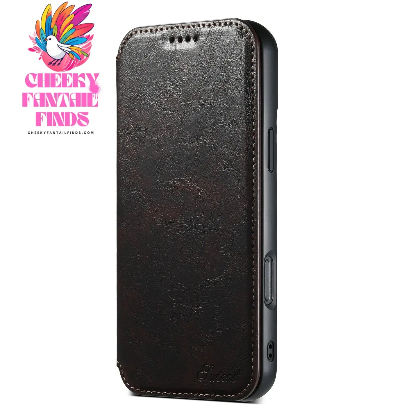 SUTENI Wireless Charging PU Leather Card Holder Stand Wallet Magnet Flip Cover Phone Case For iPhone 16 Pro Max 15 Plus 14 13 12 Cheeky Fantail Finds