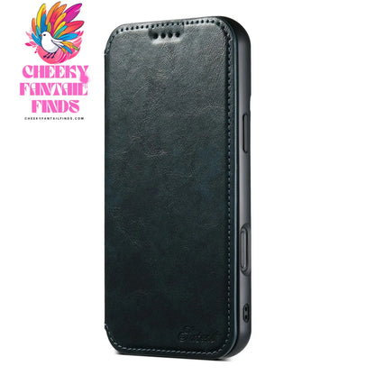 SUTENI Wireless Charging PU Leather Card Holder Stand Wallet Magnet Flip Cover Phone Case For iPhone 16 Pro Max 15 Plus 14 13 12 Cheeky Fantail Finds