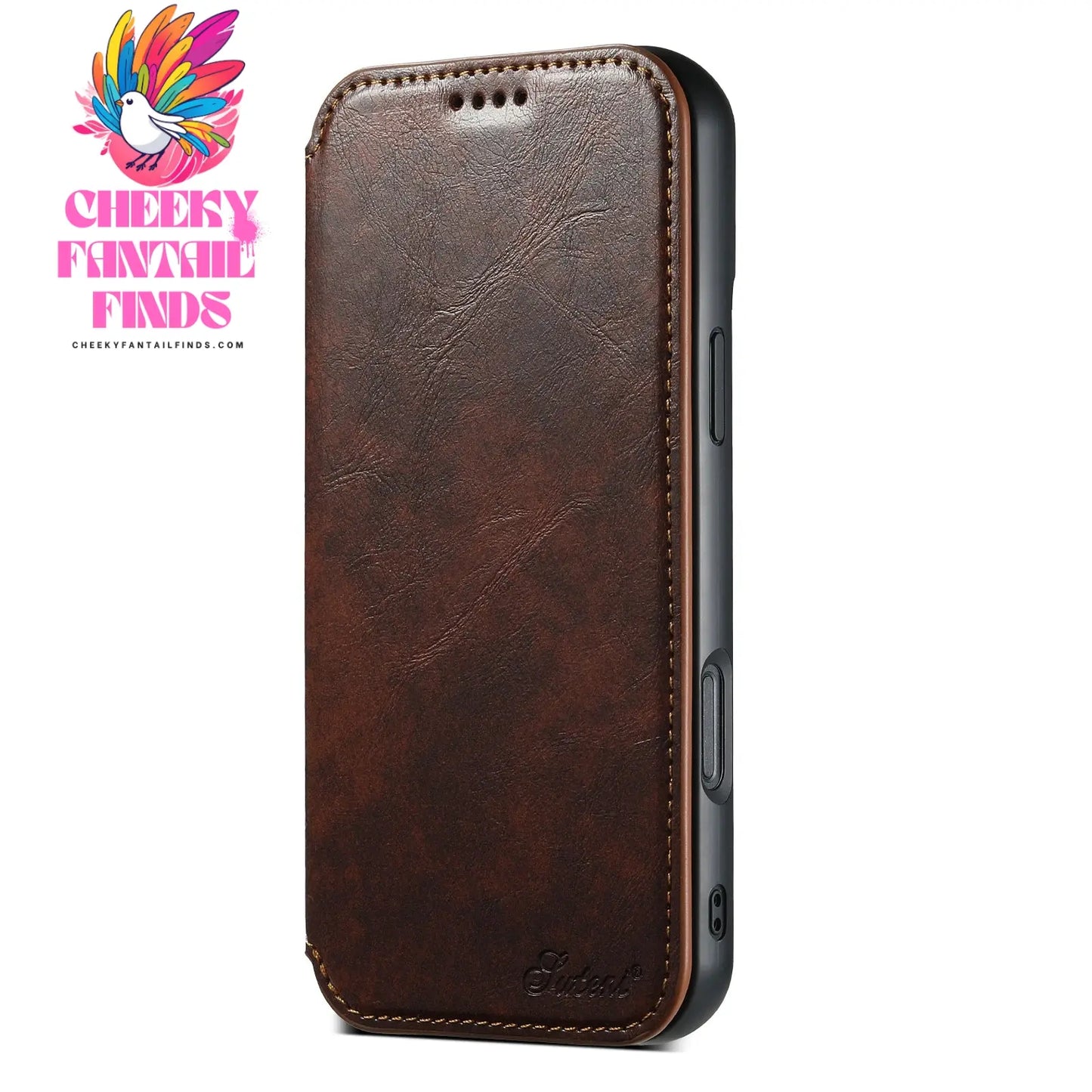 SUTENI Wireless Charging PU Leather Card Holder Stand Wallet Magnet Flip Cover Phone Case For iPhone 16 Pro Max 15 Plus 14 13 12 Cheeky Fantail Finds
