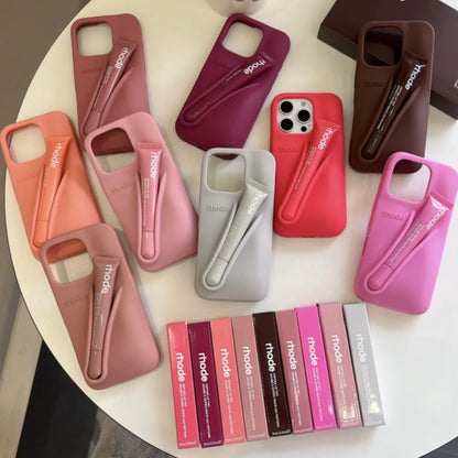 Rhode With Lip Gloss Phone Case for iPhone 16 15 14 13 12 11 Pro Max Plus Lipstick Silicone DIY Toast Espresso Ribbon Box Cover