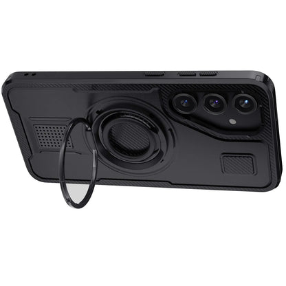 For Samsung Galaxy S25 S25 Plus S25 Ultra 5G Phone Case Hybrid Shockproof Double Ring Kickstand Rugged Cover Black