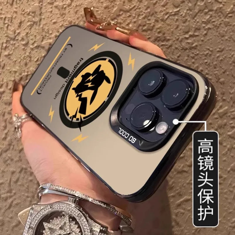 Cute POKEMONS PIKACHU Phone Case for iPhone 11 12 13 14 15 16 Pro Max 16pro 3D Cartoon relief Magsafe Magnetic Cover