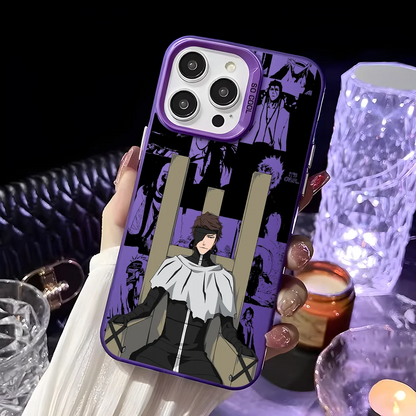 Anime S-Sosuke Aizen Phone Case For iPhone 16 15 14 13 12 11 Pro Max Black Purple Matte Laser Metallic Aurora Funda