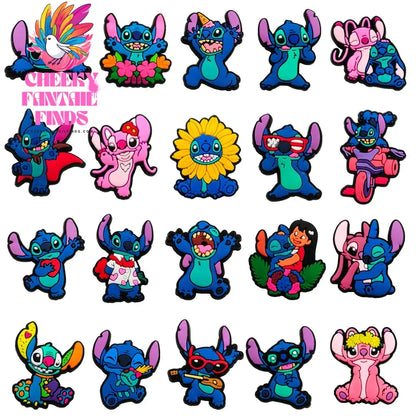 Set Series Shoes Charms PVC Cartoon Mickey Stitch Shoe Accessories Sandals Decoration Buckle Kids Friends Gifts Cheeky Fantail Finds