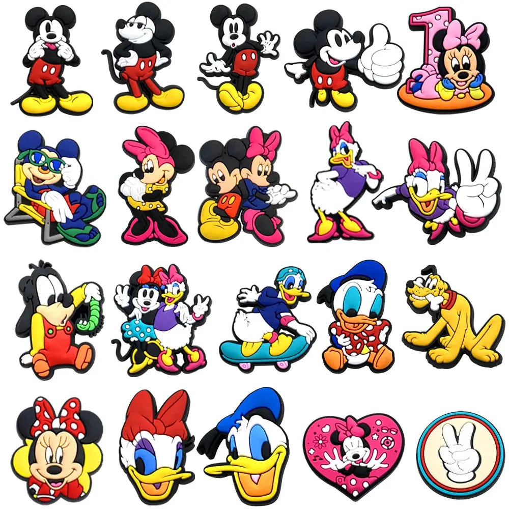 Set Series Shoes Charms PVC Cartoon Mickey Stitch Shoe Accessories Sandals Decoration Buckle Kids Friends Gifts Cheeky Fantail Finds