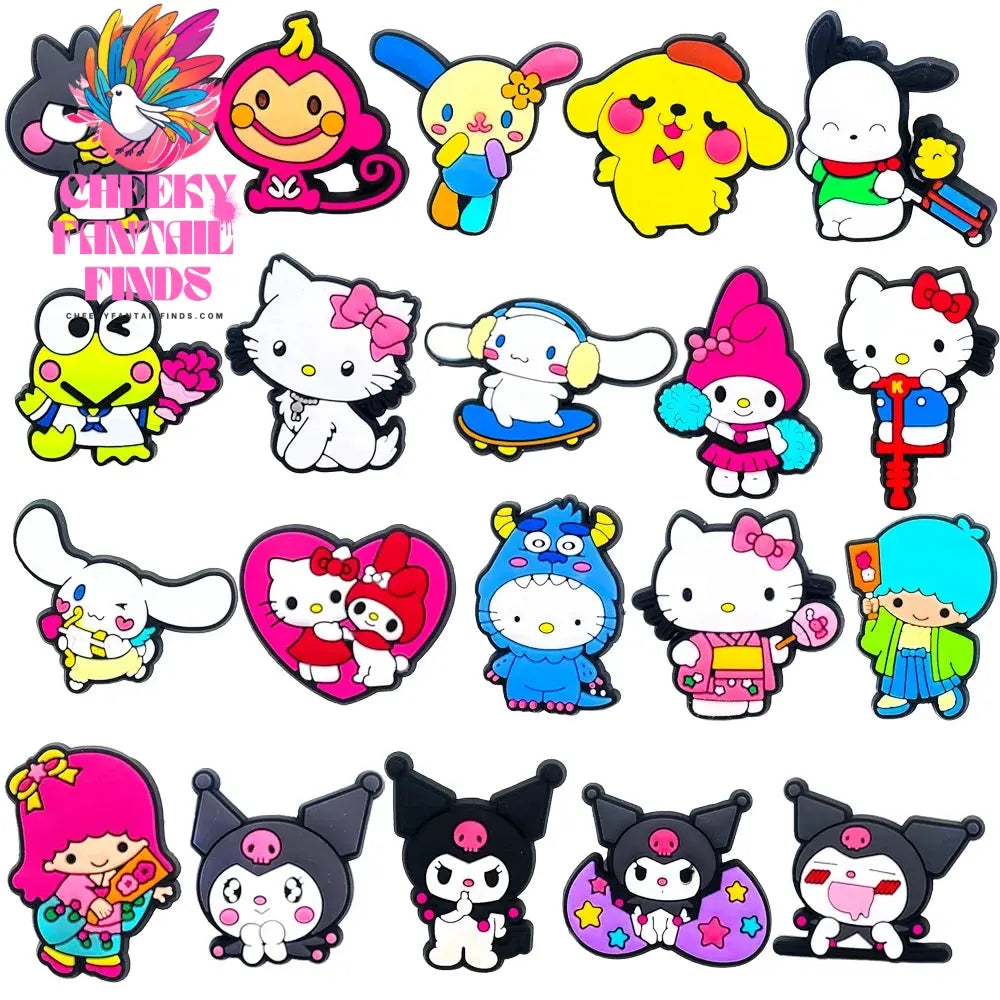 Set Series Shoes Charms PVC Cartoon Mickey Stitch Shoe Accessories Sandals Decoration Buckle Kids Friends Gifts Cheeky Fantail Finds