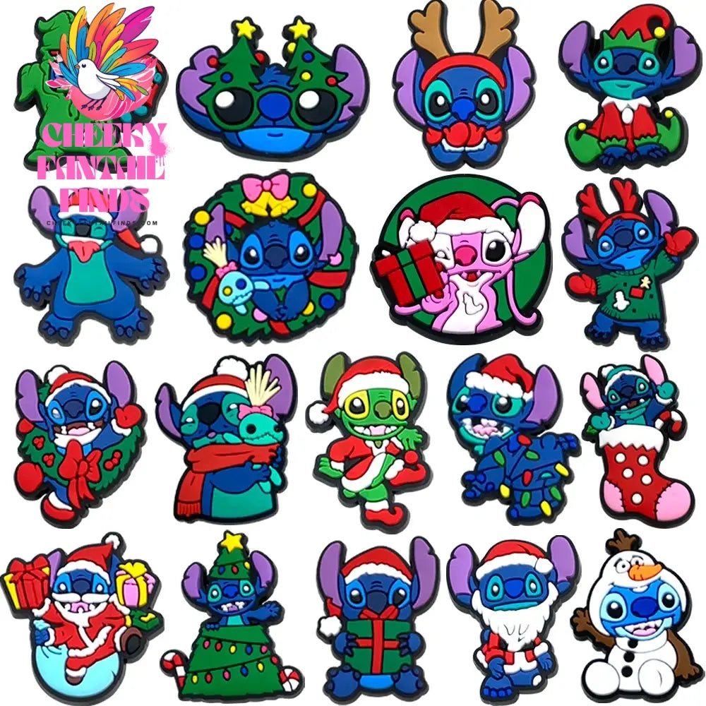 Set Series Shoes Charms PVC Cartoon Mickey Stitch Shoe Accessories Sandals Decoration Buckle Kids Friends Gifts Cheeky Fantail Finds