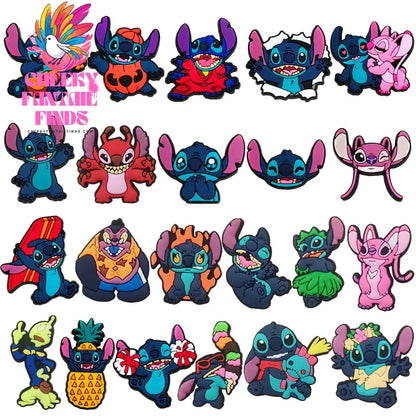 Set Series Shoes Charms PVC Cartoon Mickey Stitch Shoe Accessories Sandals Decoration Buckle Kids Friends Gifts Cheeky Fantail Finds
