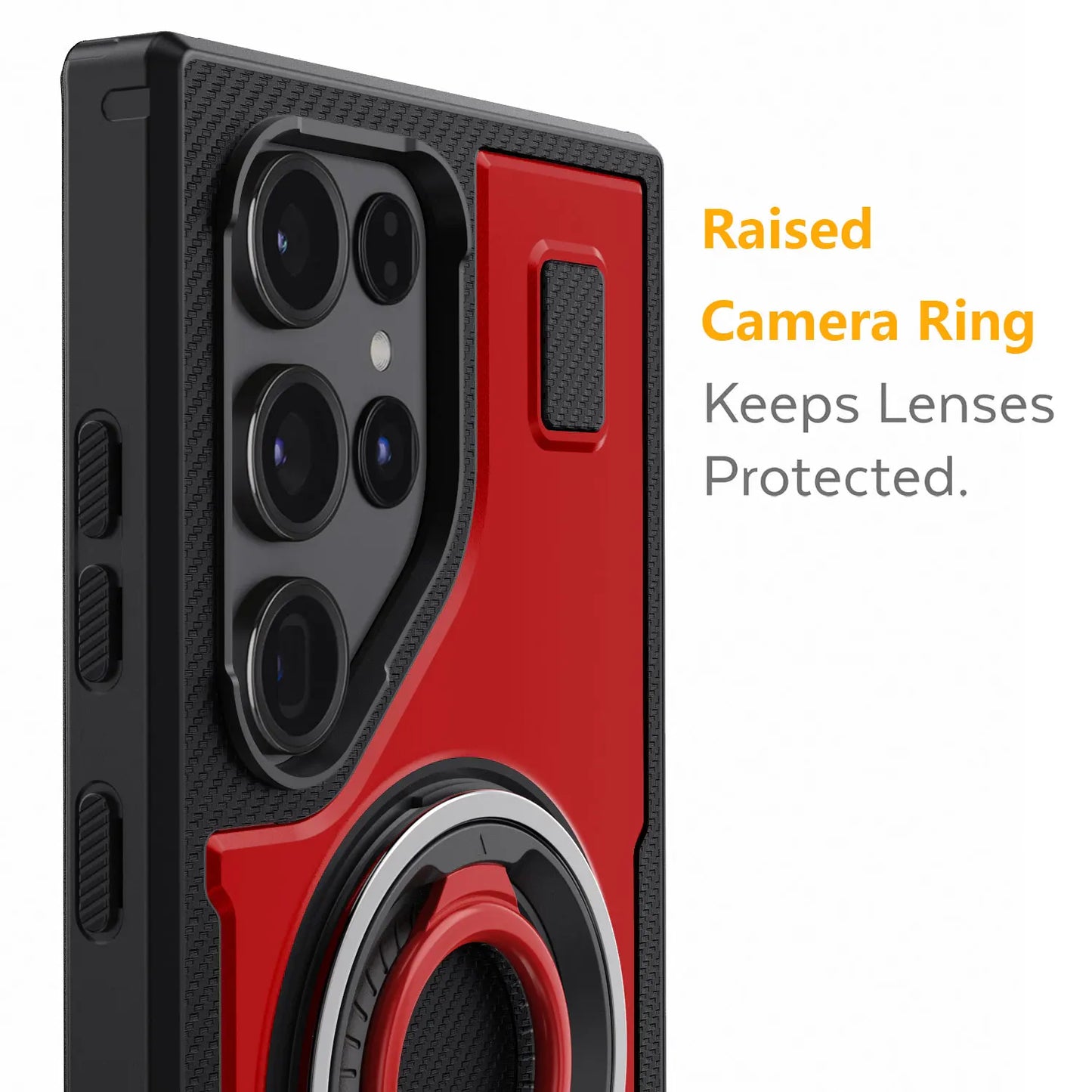 For Samsung Galaxy S22 Ultra 5G Phone Case Hybrid Shockproof Double Ring Kickstand Rugged Hybrid Slim Hard Phone Cover Red