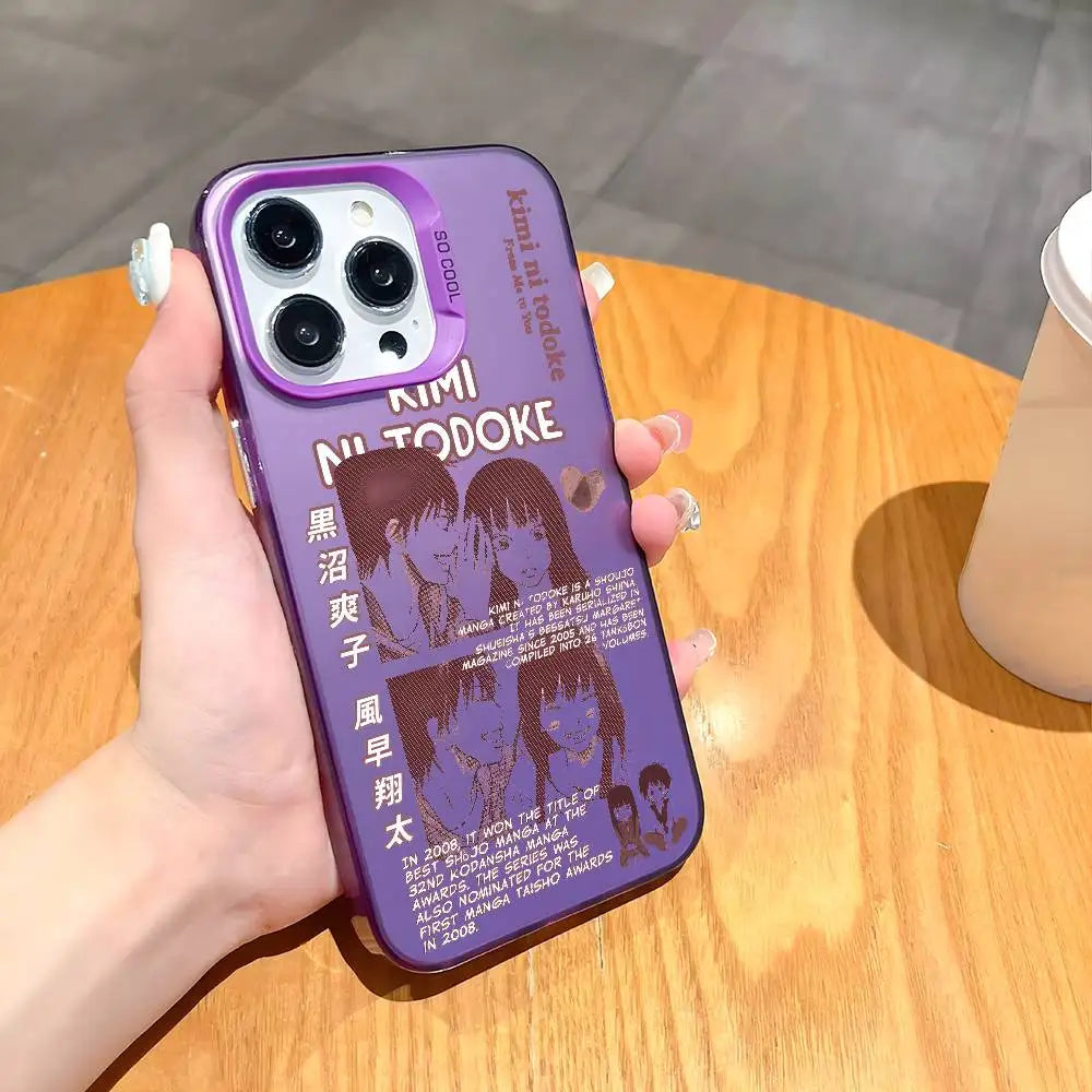 K-Kimi Ni T-Todoke Anime Phone Case For IPhone 16 15 14 13 12 11 Pro Max Black Purple Matte Laser Metallic Aurora Funda