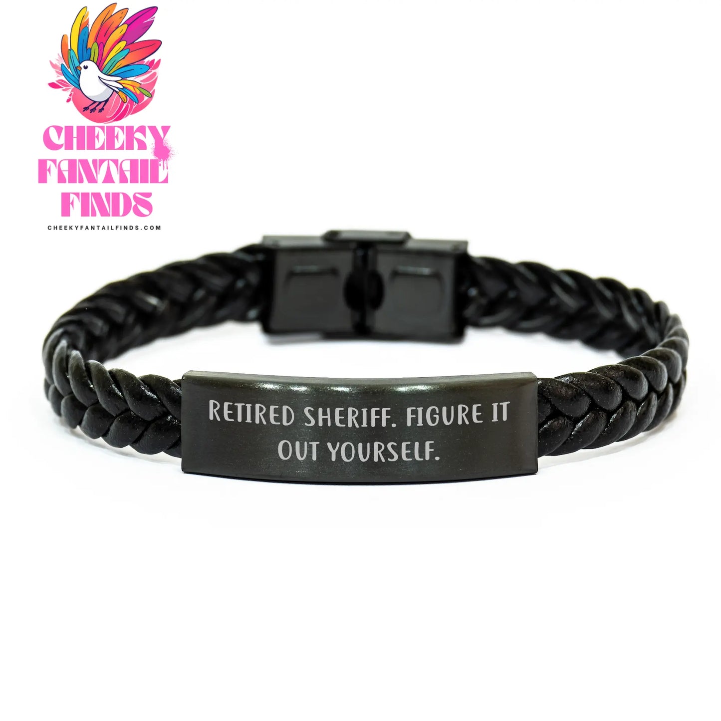 Sheriff Gifts from Men, Sheriff Interlaced Leather Bracelet, Retired Sheriff Figure It Out Yourself, Unique Father's Day Unique Gifts - Image 1