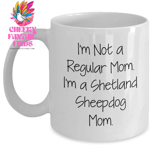 Shetland Sheepdog Mom Funny White Coffee Mug Gifts for Men from Family, Unique Father's Day Presents for Him - Main
