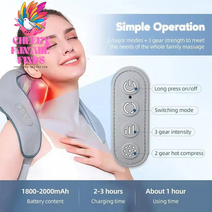Shiatsu Neck And Back Massager With Soothing Heat Wireless Electric Deep Tissue 5D Kneading Massage Pillow Shoulder Leg Body Cheeky Fantail Finds