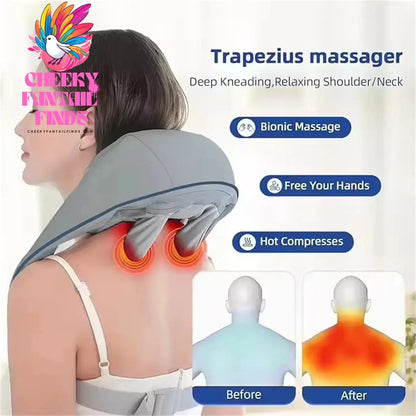 Shiatsu Neck And Back Massager With Soothing Heat Wireless Electric Deep Tissue 5D Kneading Massage Pillow Shoulder Leg Body Cheeky Fantail Finds