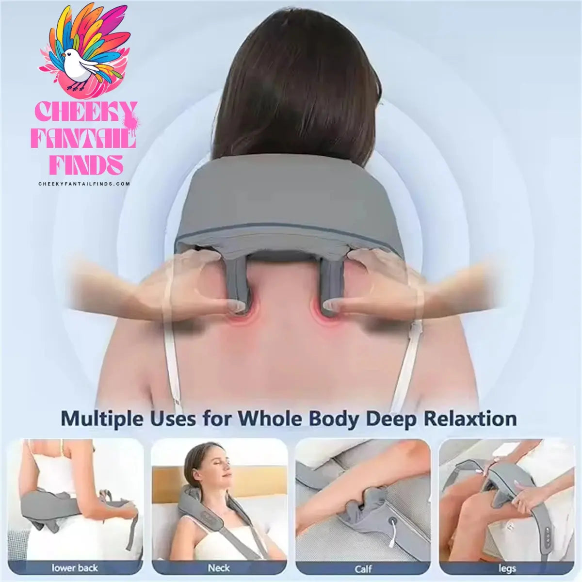 Shiatsu Neck And Back Massager With Soothing Heat Wireless Electric Deep Tissue 5D Kneading Massage Pillow Shoulder Leg Body Cheeky Fantail Finds