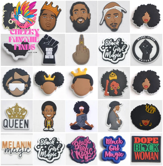 Shoe Charms Black Lives Matter PVC Cartoon Portraits Shoe Accessories for boys girls adults gifts Cheeky Fantail Finds