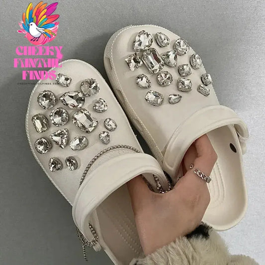 Shoe Charms DIY Crystal Rhinestone Detachable Decoration Buckle Shoe Charm Accessories Kids Party Girls Gift Cheeky Fantail Finds