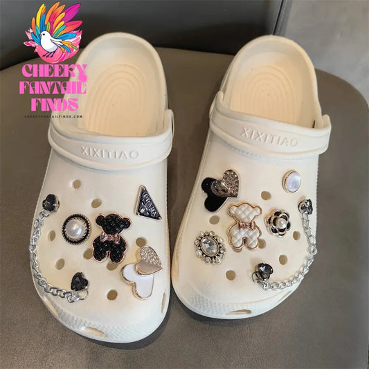 Shoe Charms for Crocs DIY Fashion Silver Bear Metal Shoe Buckle Decoration for Croc Shoe Charm Accessories Kids Party Girls Gift Cheeky Fantail Finds