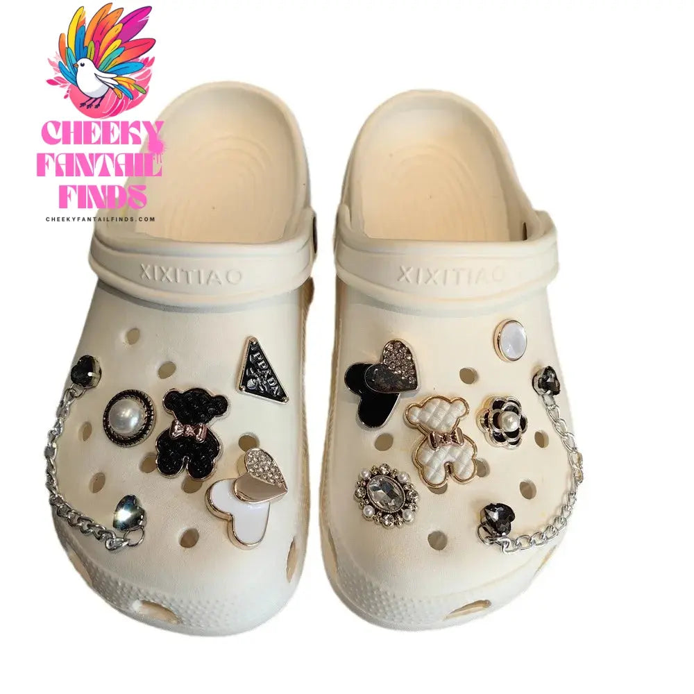 Shoe Charms for Crocs DIY Fashion Silver Bear Metal Shoe Buckle Decoration for Croc Shoe Charm Accessories Kids Party Girls Gift Cheeky Fantail Finds
