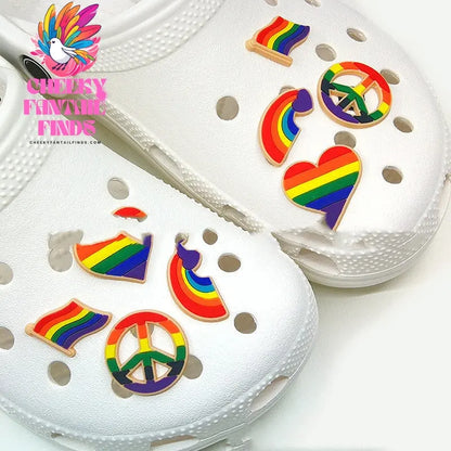 Shoes Accessories PVC Rainbow Flag Shoe Buckle Cute Cartoon Cheeky Fantail Finds