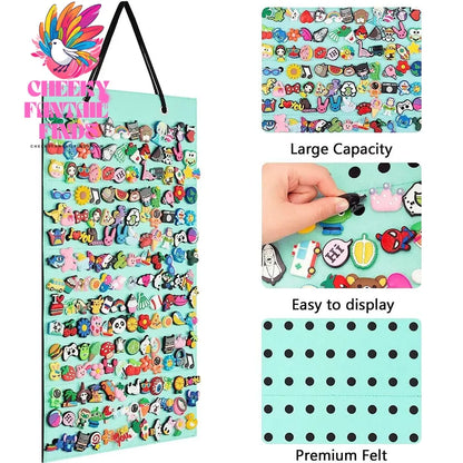 Shoes Charms Display Shoe Charms Organizer With 180 Holes Badge Storage Hanging Holder Shoe Decor Storage Bag Jewelry Display Cheeky Fantail Finds