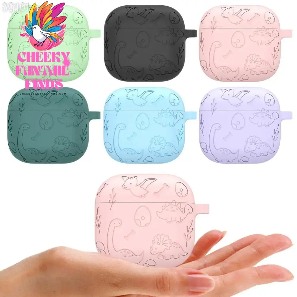 Silicone Case Protector Drop Protection Engraved Flower Dinosaur Case Full Protective Case for Airpod 4th Gen Charging Case 2024 Cheeky Fantail Finds