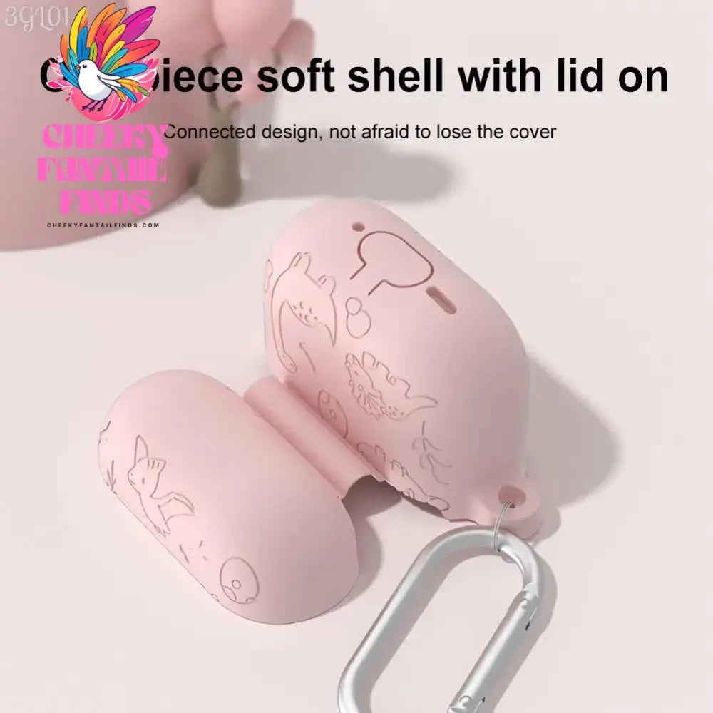 Silicone Case Protector Drop Protection Engraved Flower Dinosaur Case Full Protective Case for Airpod 4th Gen Charging Case 2024 Cheeky Fantail Finds