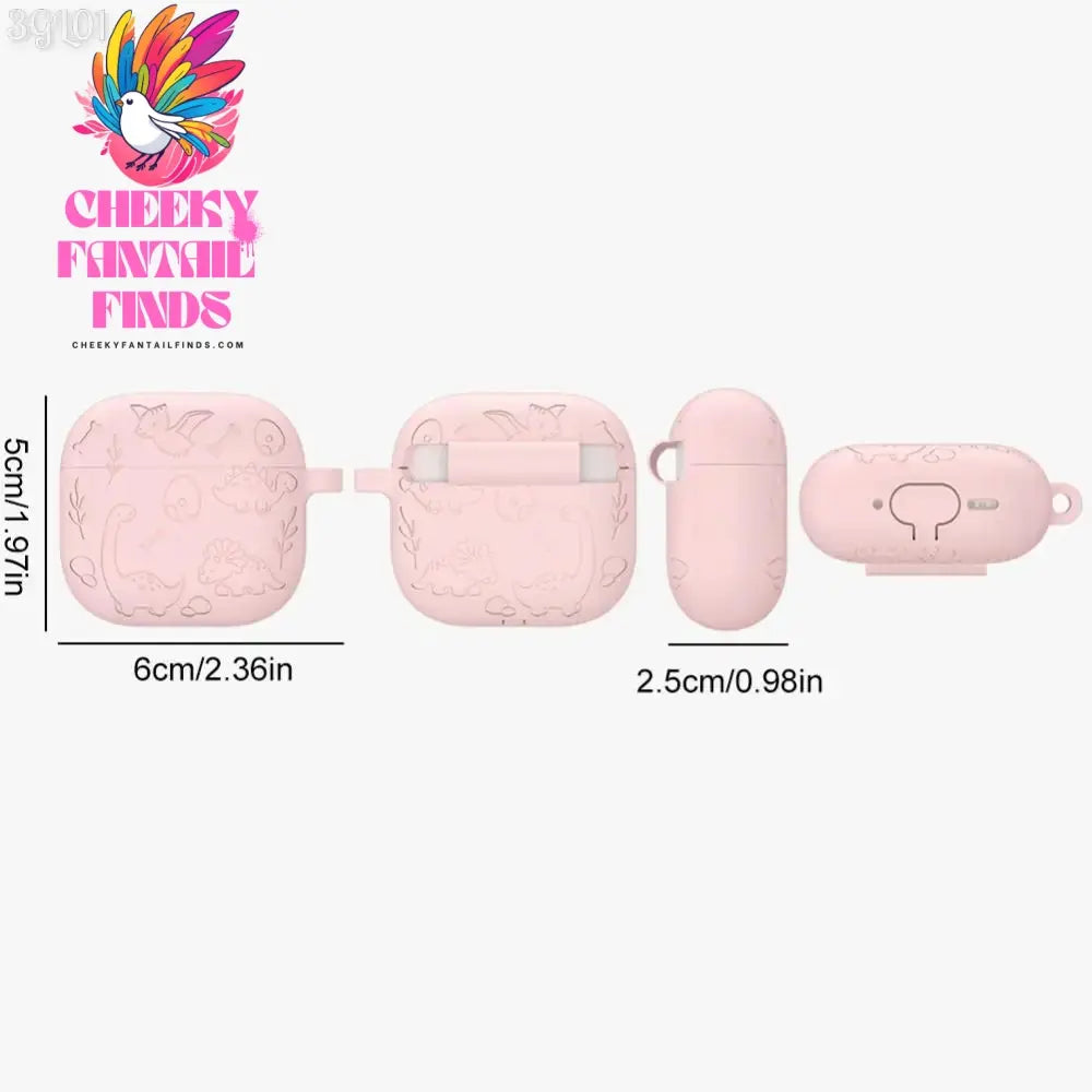 Silicone Case Protector Drop Protection Engraved Flower Dinosaur Case Full Protective Case for Airpod 4th Gen Charging Case 2024 Cheeky Fantail Finds