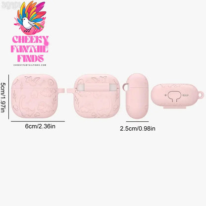 Silicone Case Protector Drop Protection Engraved Flower Dinosaur Case Full Protective Case for Airpod 4th Gen Charging Case 2024 Cheeky Fantail Finds