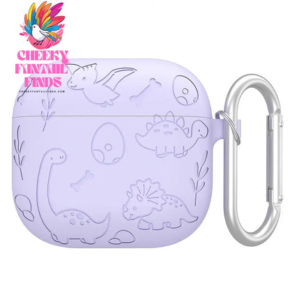 Silicone Case Protector Drop Protection Engraved Flower Dinosaur Case Full Protective Case for Airpod 4th Gen Charging Case 2024 Cheeky Fantail Finds