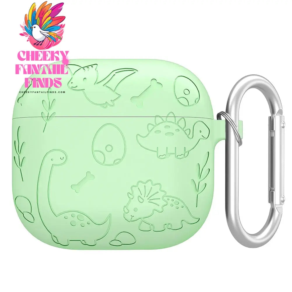 Silicone Case Protector Drop Protection Engraved Flower Dinosaur Case Full Protective Case for Airpod 4th Gen Charging Case 2024 Cheeky Fantail Finds