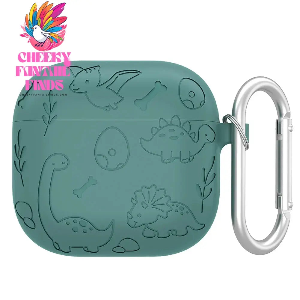 Silicone Case Protector Drop Protection Engraved Flower Dinosaur Case Full Protective Case for Airpod 4th Gen Charging Case 2024 Cheeky Fantail Finds