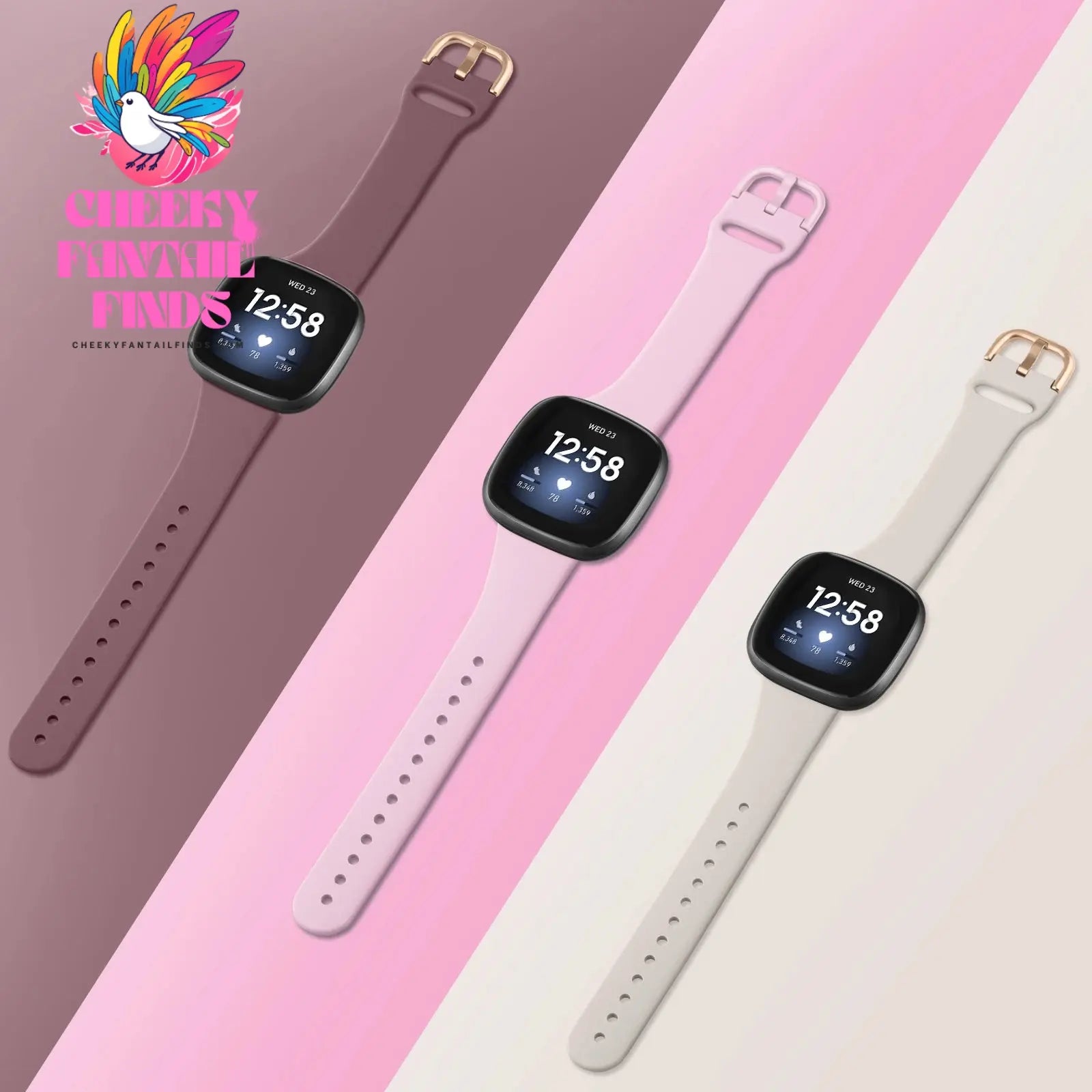 Silicone Silm Strap For Fitbit Versa 3/Versa 4 Band Bracelet For Fitbit Sense/Sense 2 Watchband Wristband Replacement Cheeky Fantail Finds