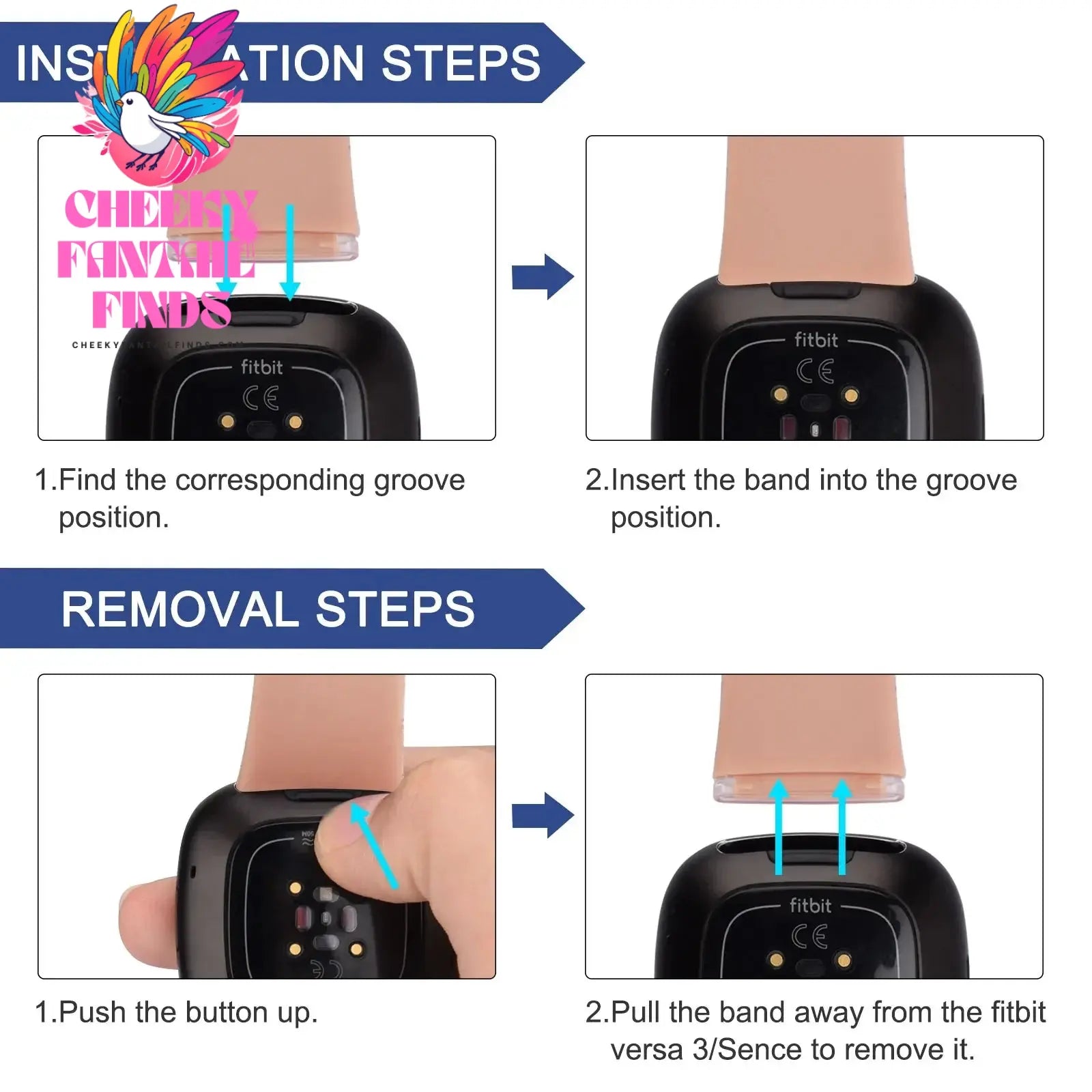 Silicone Sport Band for Fitbit Versa 3 Silicone Strap for Fitbit Sense Wristband Replacement Smartwatch Bracelet RosePink Gold Cheeky Fantail Finds