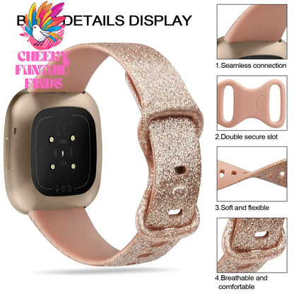 Silicone Sport Band for Fitbit Versa 3 Silicone Strap for Fitbit Sense Wristband Replacement Smartwatch Bracelet RosePink Gold Cheeky Fantail Finds