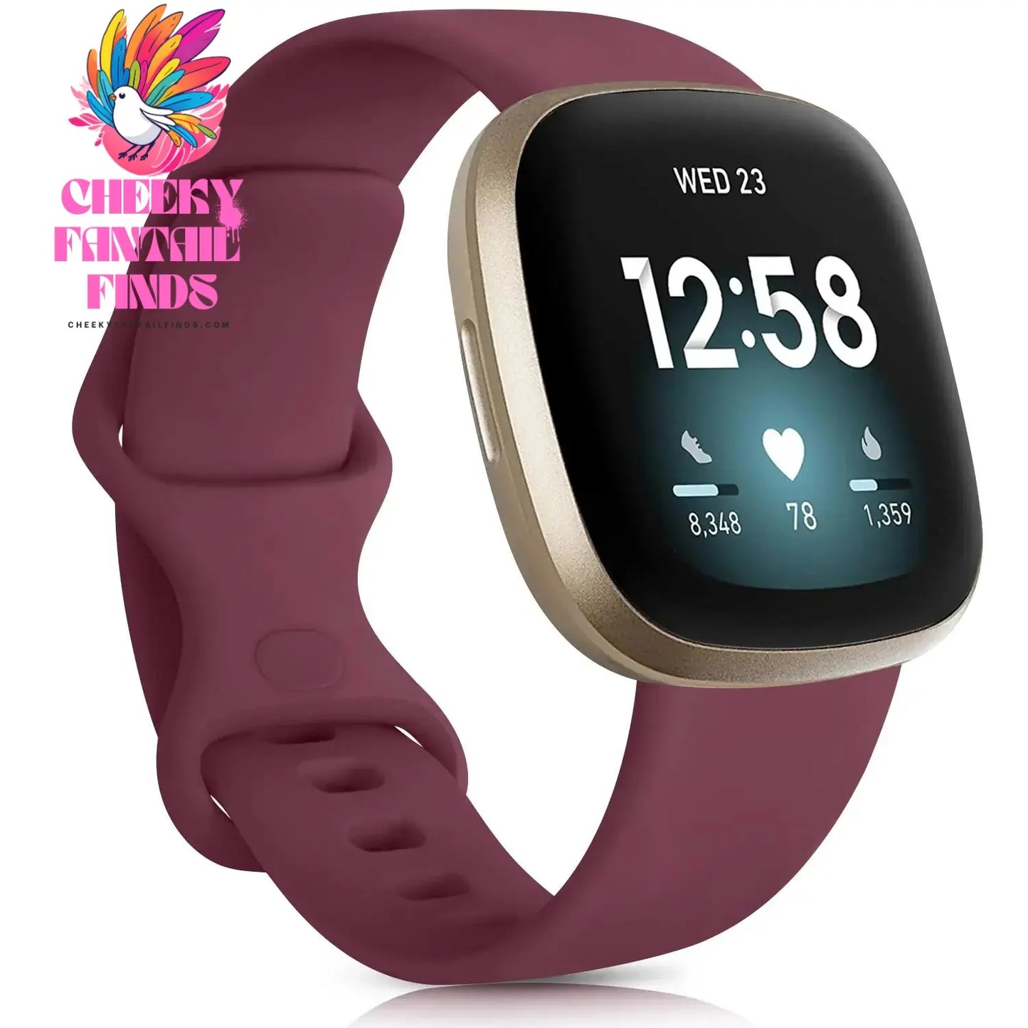 Silicone Sport Band for Fitbit Versa 3 Silicone Strap for Fitbit Sense Wristband Replacement Smartwatch Bracelet RosePink Gold Cheeky Fantail Finds
