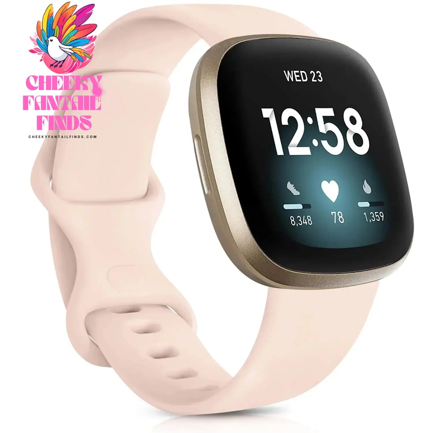 Silicone Sport Band for Fitbit Versa 3 Silicone Strap for Fitbit Sense Wristband Replacement Smartwatch Bracelet RosePink Gold Cheeky Fantail Finds
