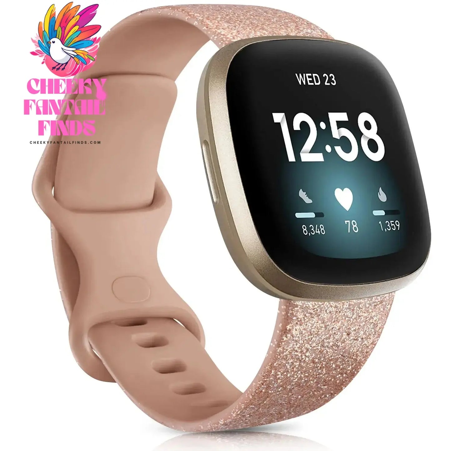 Silicone Sport Band for Fitbit Versa 3 Silicone Strap for Fitbit Sense Wristband Replacement Smartwatch Bracelet RosePink Gold Cheeky Fantail Finds
