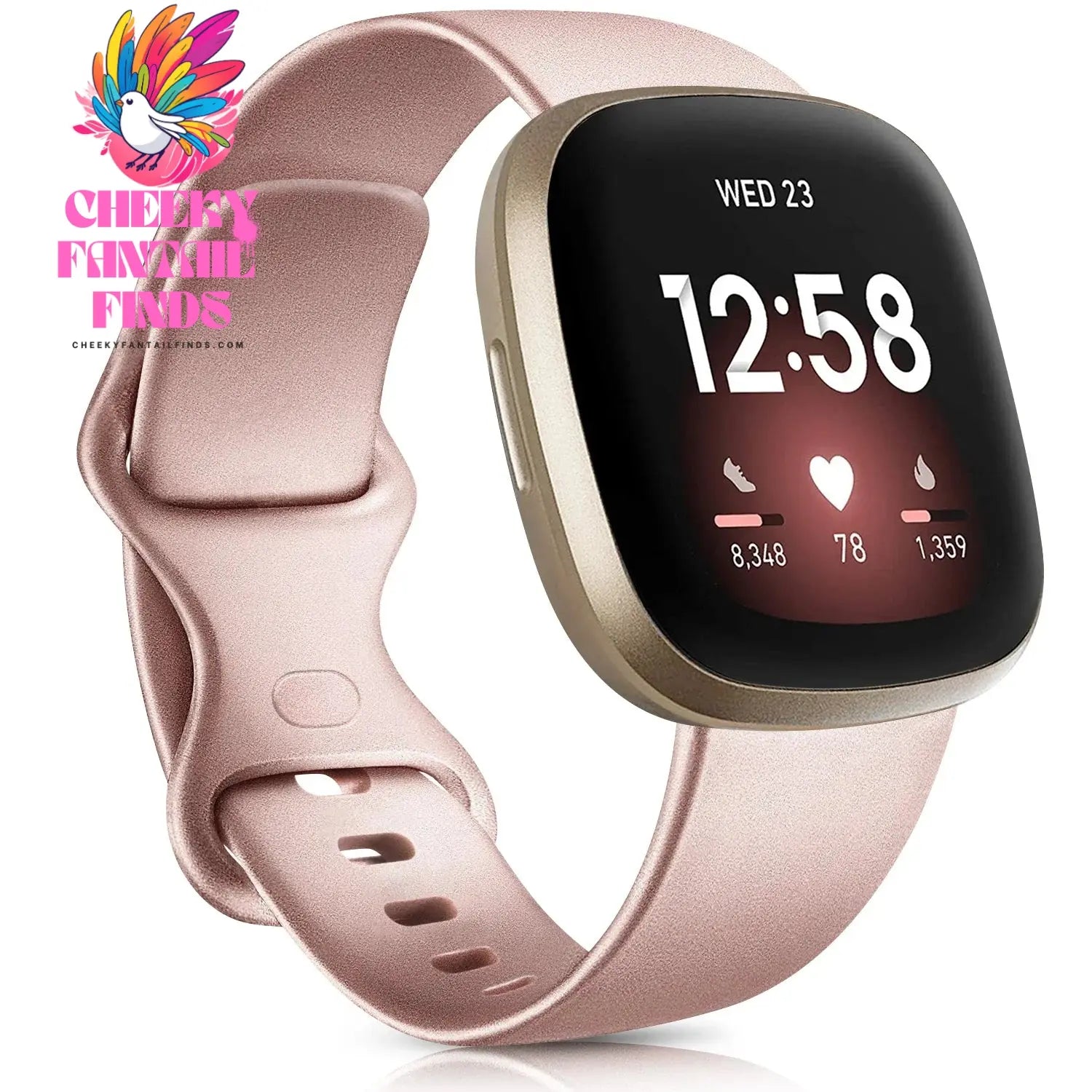 Silicone Sport Band for Fitbit Versa 3 Silicone Strap for Fitbit Sense Wristband Replacement Smartwatch Bracelet RosePink Gold Cheeky Fantail Finds