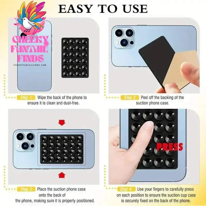 Silicone Suction Phone Case Mount Non Slip Suction Cup Phone Stand Mixed Color Silicone Phone Holder for Selfies and Videos Cheeky Fantail Finds